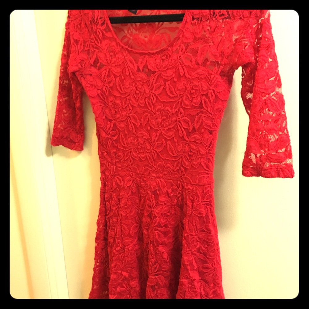 Material Girl Red Lace Mini Dress
